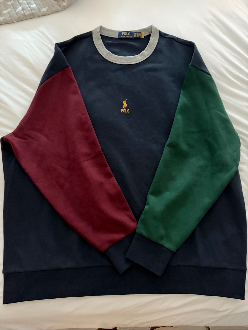Ralph Lauren Polo Colorblock Crewneck Sweatshirt - Navy/Burgundy/Green